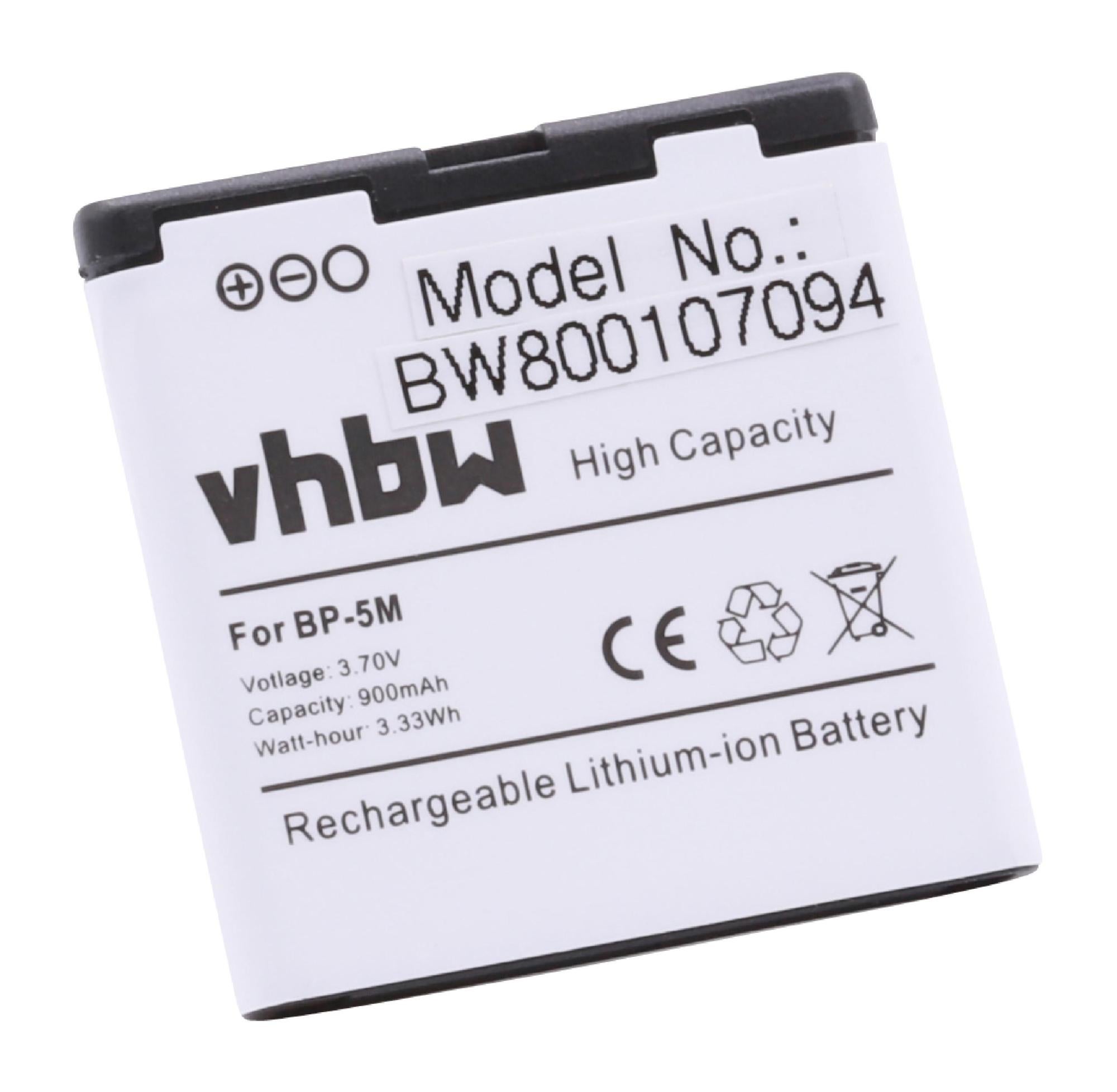 Batterie LiIon vhbw 900mAh (3.7V) pour téléphone portable, Smartphone HAGENUK C900 comme BP5M