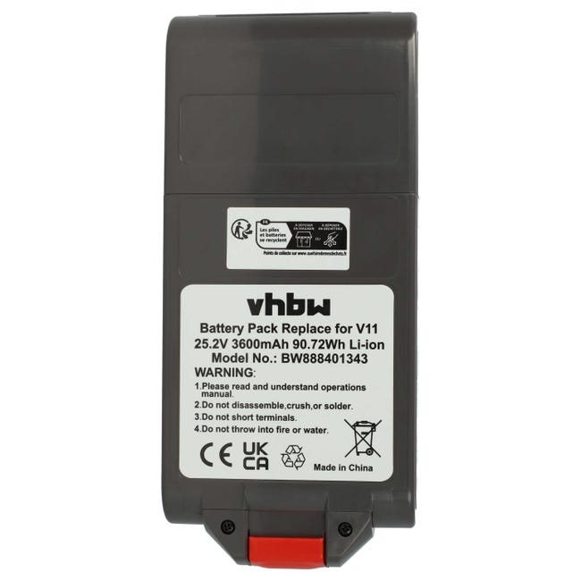 Vhbw Batterie remplacement pour Dyson 970425-01, 970938-01, SV15, SV18 pour  aspirateur (3600mAh, 25,2V, Li-ion, gris foncé)