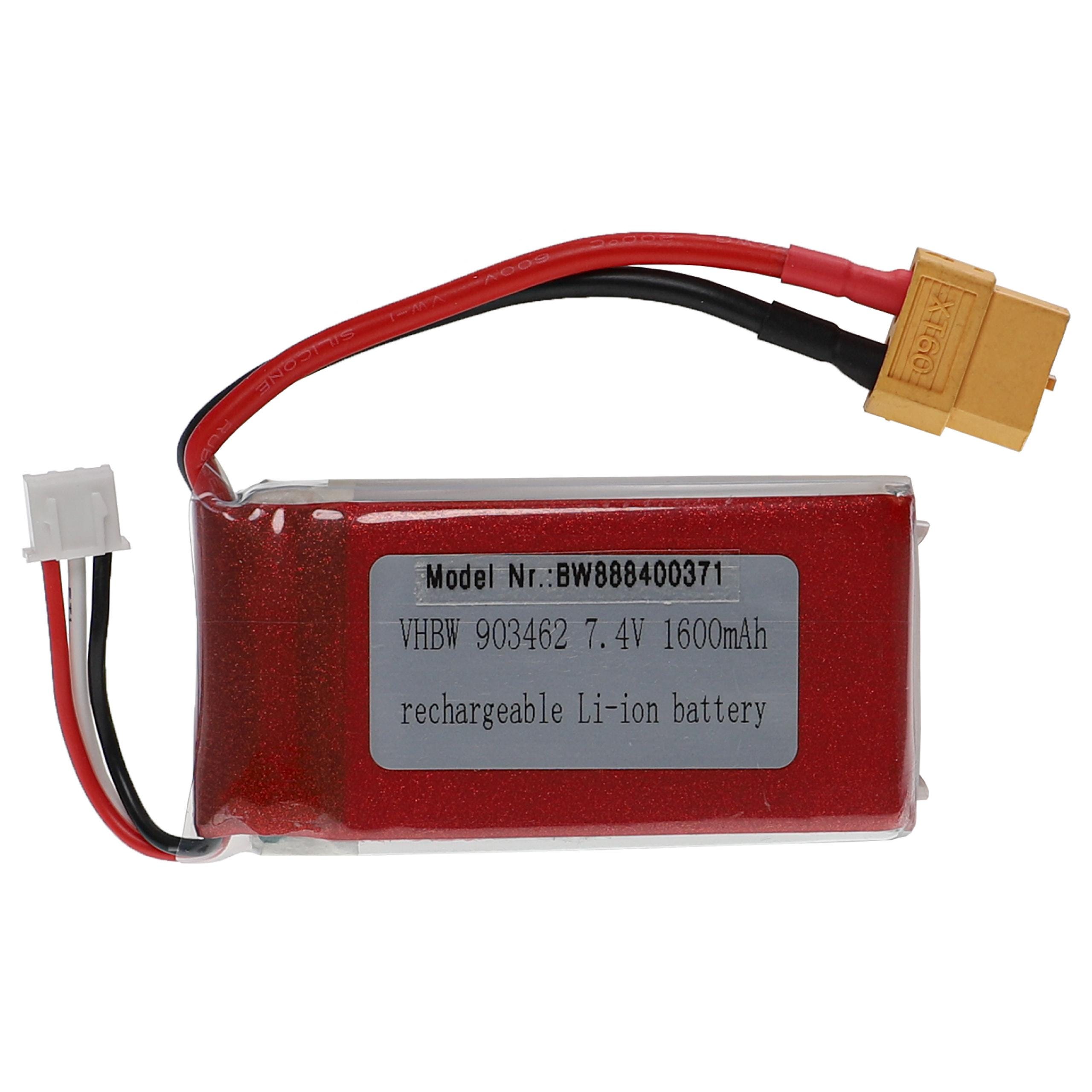 Vhbw Batterie compatible avec XT60 connecteur pour modéle RC par ex.  voiture de course, avion (2700mAh, 7,4V, Li-polymère, 105 x 34 x 15 mm)