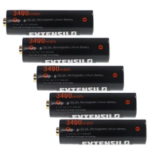EXTENSILO 5x Piles rechargeables AA mignon (AA) avec prise micro-USB  (920mAh, 1,5V, Li-ion)