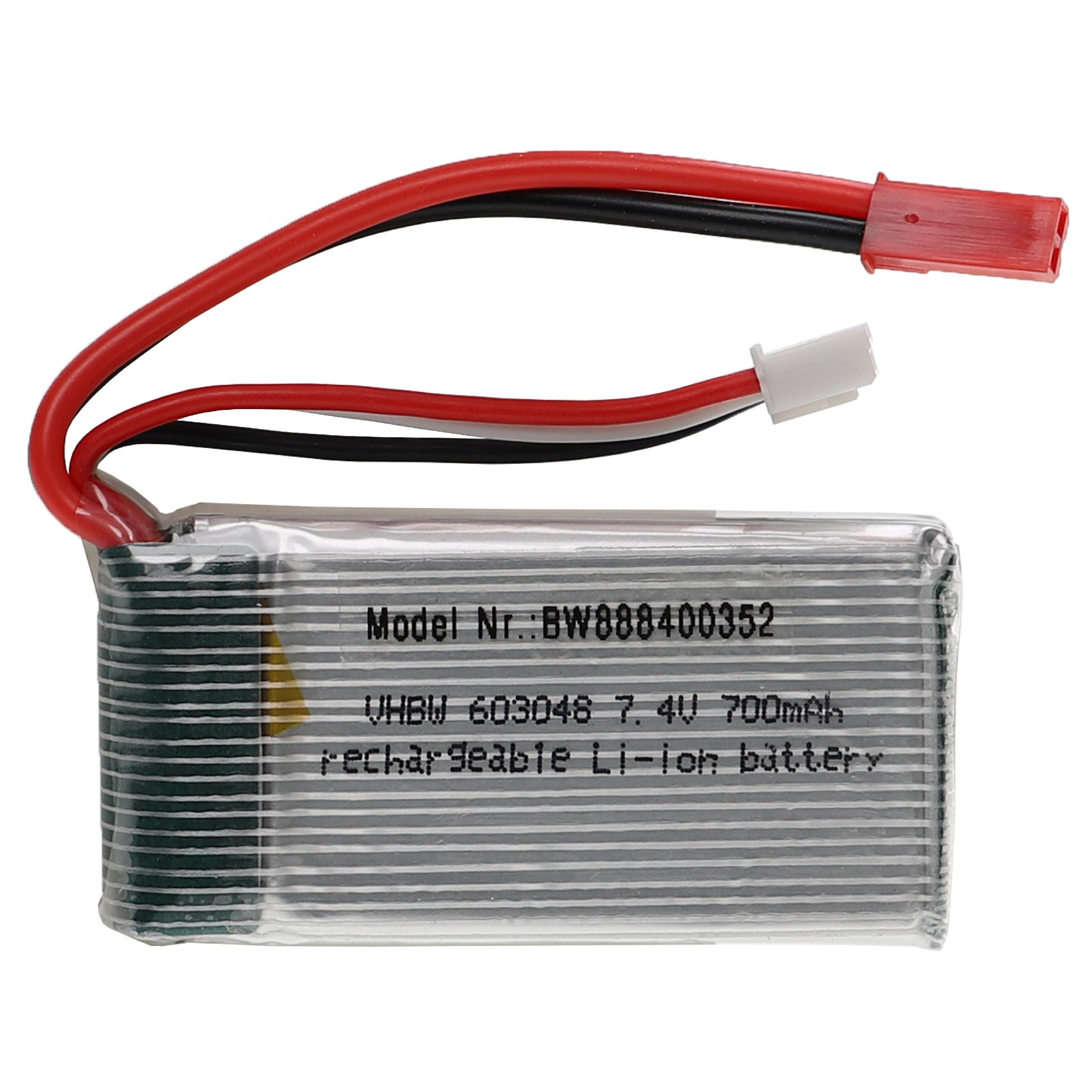 Vhbw Batterie compatible avec BEC connecteur pour modéle RC par ex. voiture  de course avion (700mAh, 7,4V, Li-polymère, 56 x 31 x 15 mm)