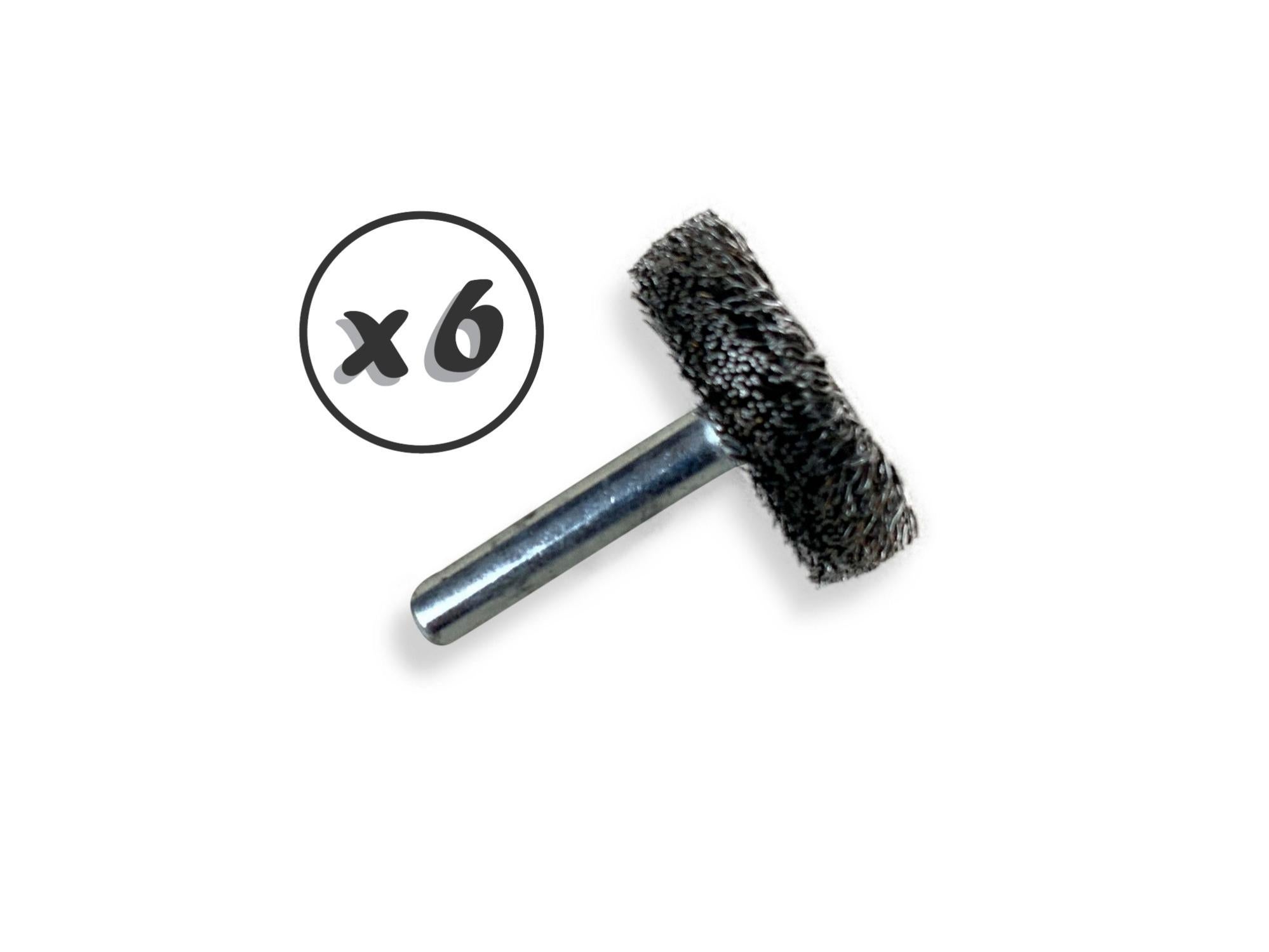 Lot de 6 brosses rotatives circulaires métalliques sur tige Ø 30 mm |Fil acier dur Ø 0,30 mm | Epaisseur 18 mm | 3 rangs | Pour perceuse ou visseuse à - 3