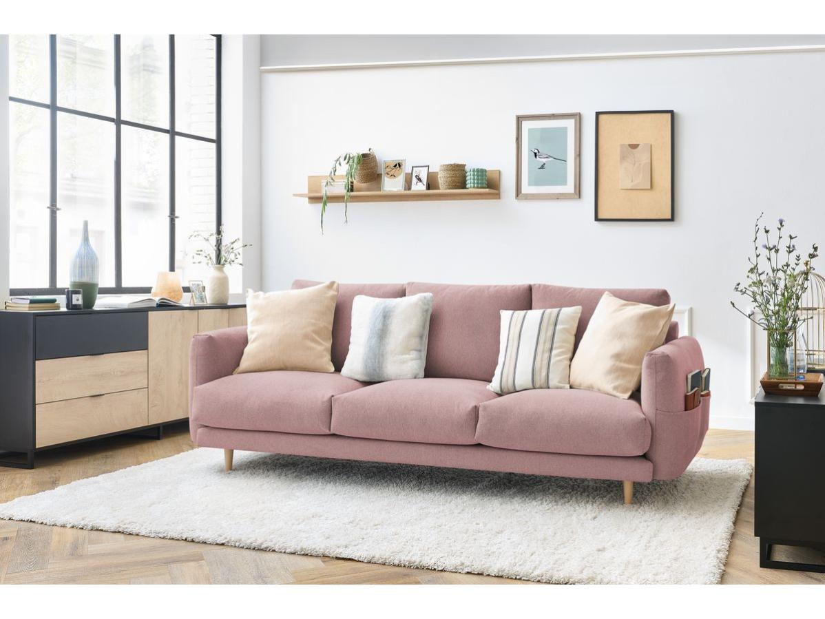 BOBOCHIC Canapé droit fixe 4 places ZEBULON Rose Leroy Merlin