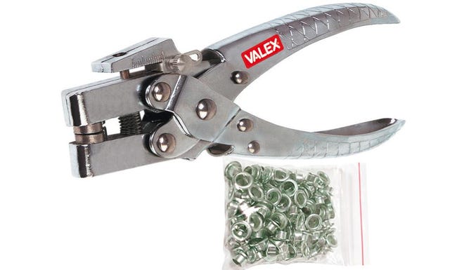 Set Pinza Occhiellatrice Con 100 Occhielli Argento - Per Pelle, Tessuti, Teloni, Facile Da Usare Con Guida Regolabile - Foto 10