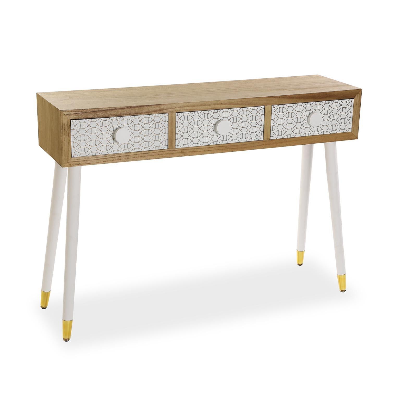 Tavolo consolle stretto bianco con ripiano portaoggetti gambe in metallo per soggiorno corridoio ingresso 120 cm