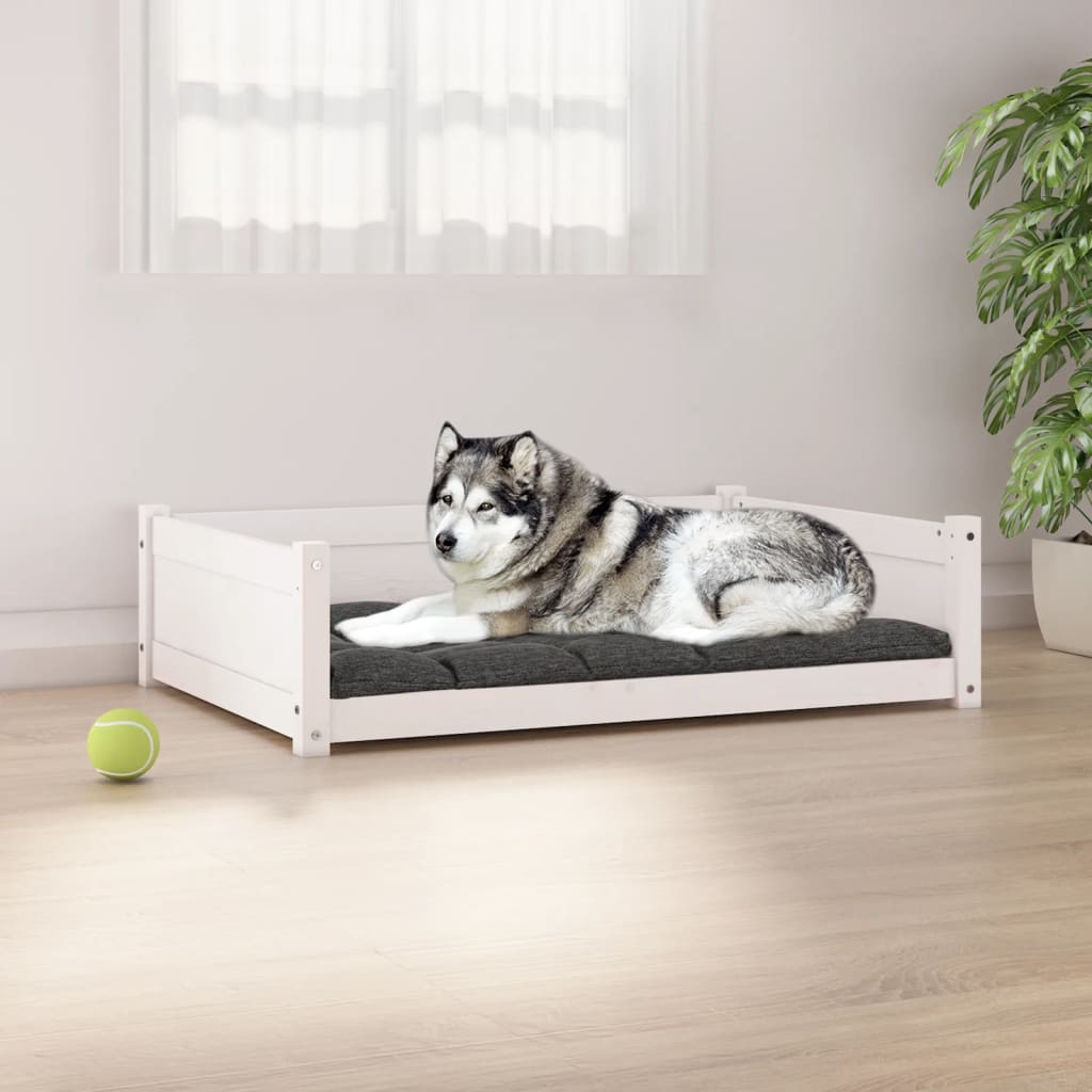 VidaXL Cuccia per Cani Bianca 105,5x75,5x28 cm Legno Massello di Pino