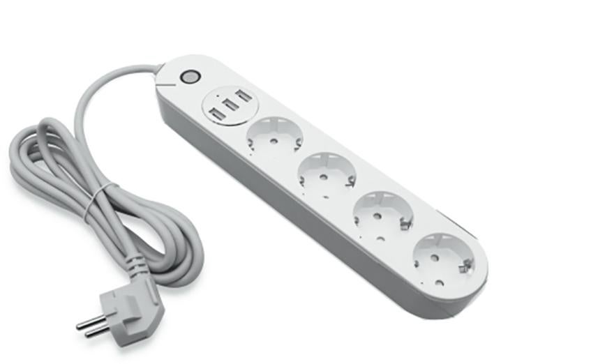 v-tac Adattatore Multiplo Bipasso 16a 4 Prese Bianca