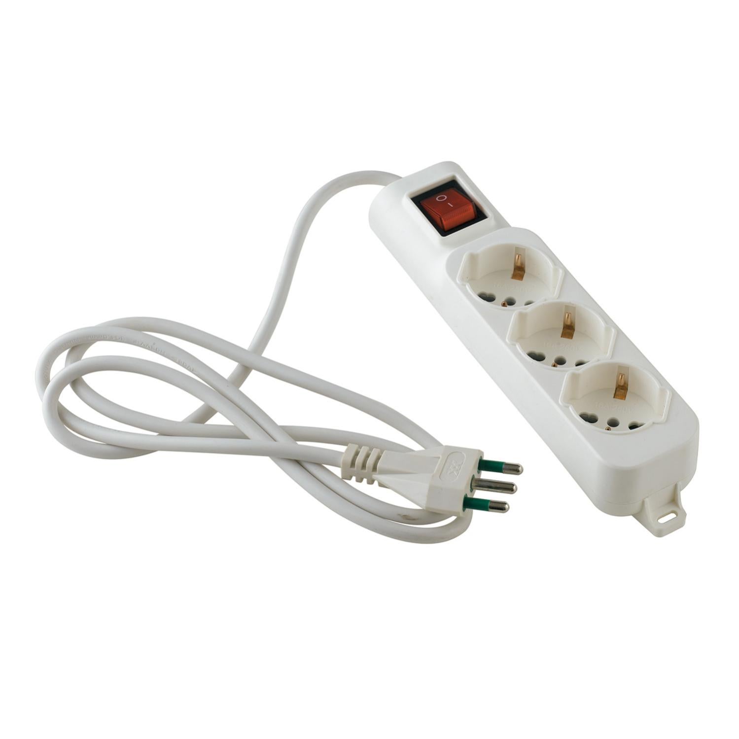 Adattatore multipresa bianco con interruttore on/off 3 prese schuko ...