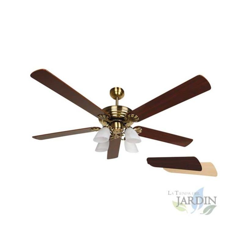 de techo con mando a distancia, 5 palas reversibles, luz, 142 cm de diámetro. | Leroy Merlin