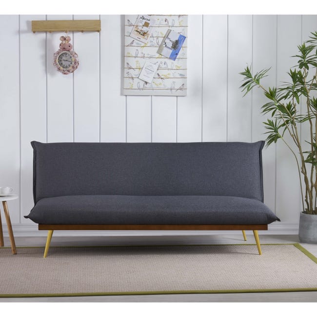Sofa cama 3 plazas tela gris oscuro ISA | Leroy Merlin