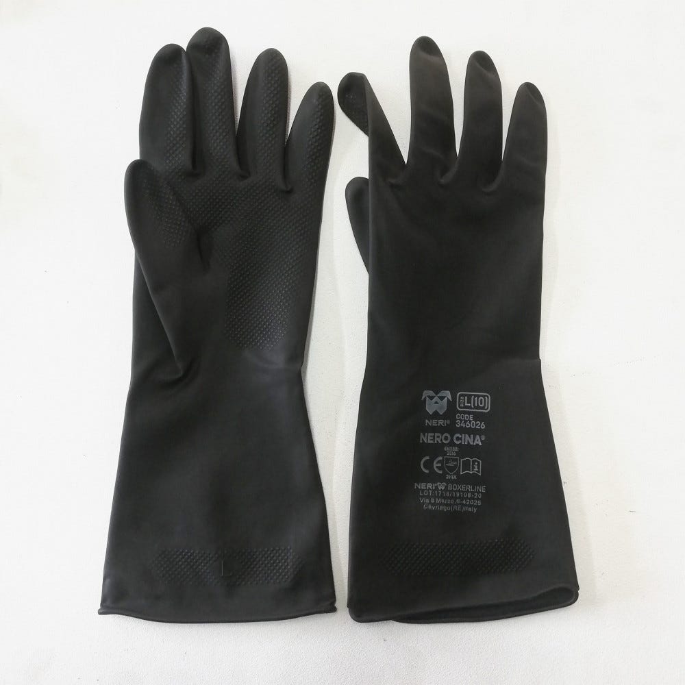 Guanti in lattice per protezione mani multiuso manica lunga taglia l colore  nero