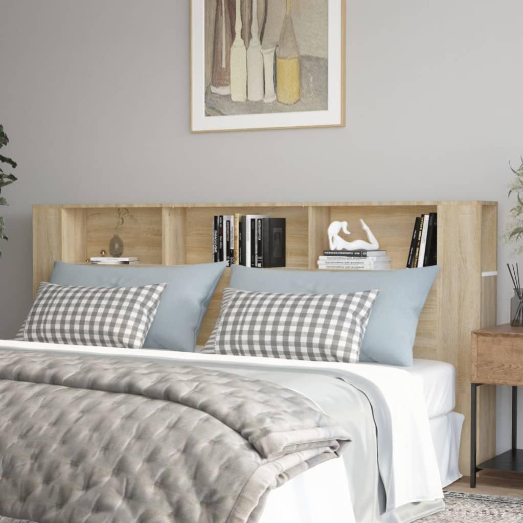 VidaXL Tête De Lit Murale Avec Rangement Chêne Sonoma 140x19x103,5cm - Meuble Chambre à Coucher