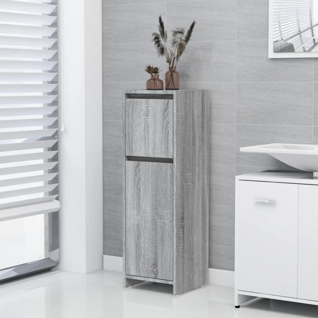 Armadietto Bagno Grigio Sonoma 30x30x190 Cm In Legno Multistrato VidaXL - Con 4 Ante E 2 Ripiani Aperti, Montaggio Ante Reversibile