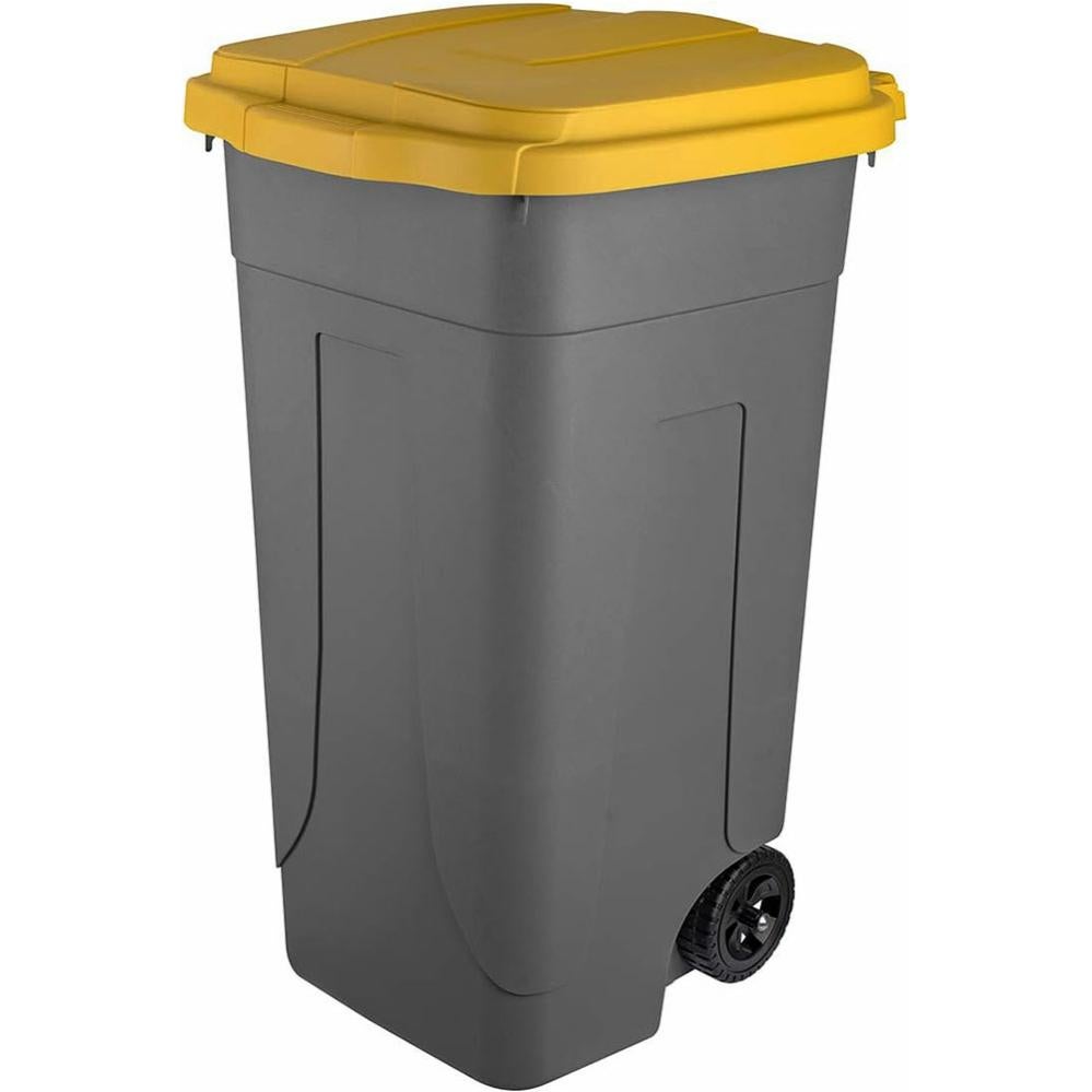 KADAX Pattumiera Per Raccolta Differenziata Con Coperchio – 50 Litri, Plastica Resistente, Colore Giallo (per Plastica) - 3