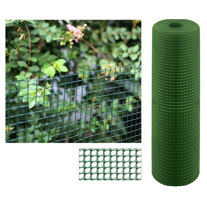 Malla Plástica Cuadrada Jardin 20 Mm Verde 1x25m Cof