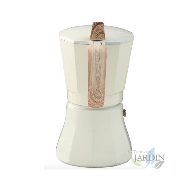 Cafetera de aluminio Petra 9 tazas inducción con mango madera (Oroley  215090404)