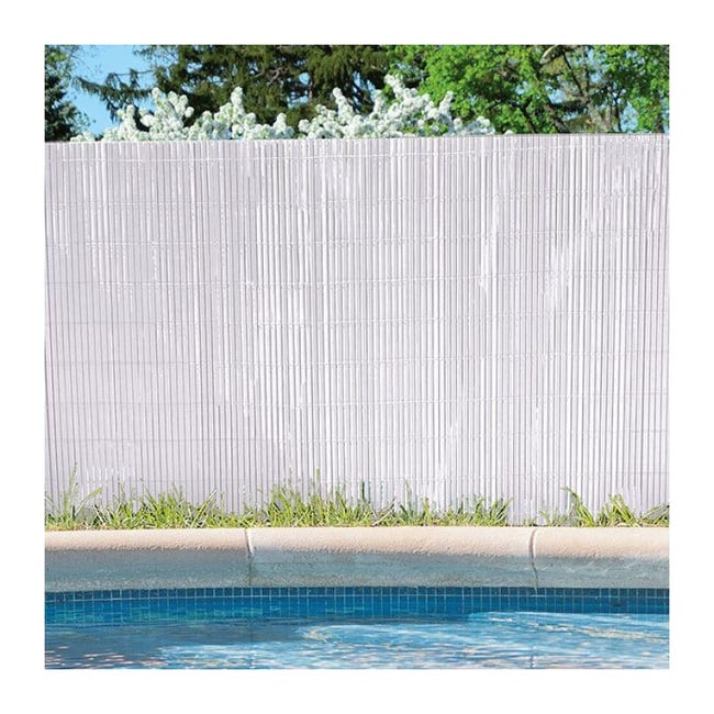 CAÑIZO ocultación DOBLE CARA 1,5 x 3 m, PVC blanco, aporta un aspecto  moderno, elegante y diferente en su jardín o terraza