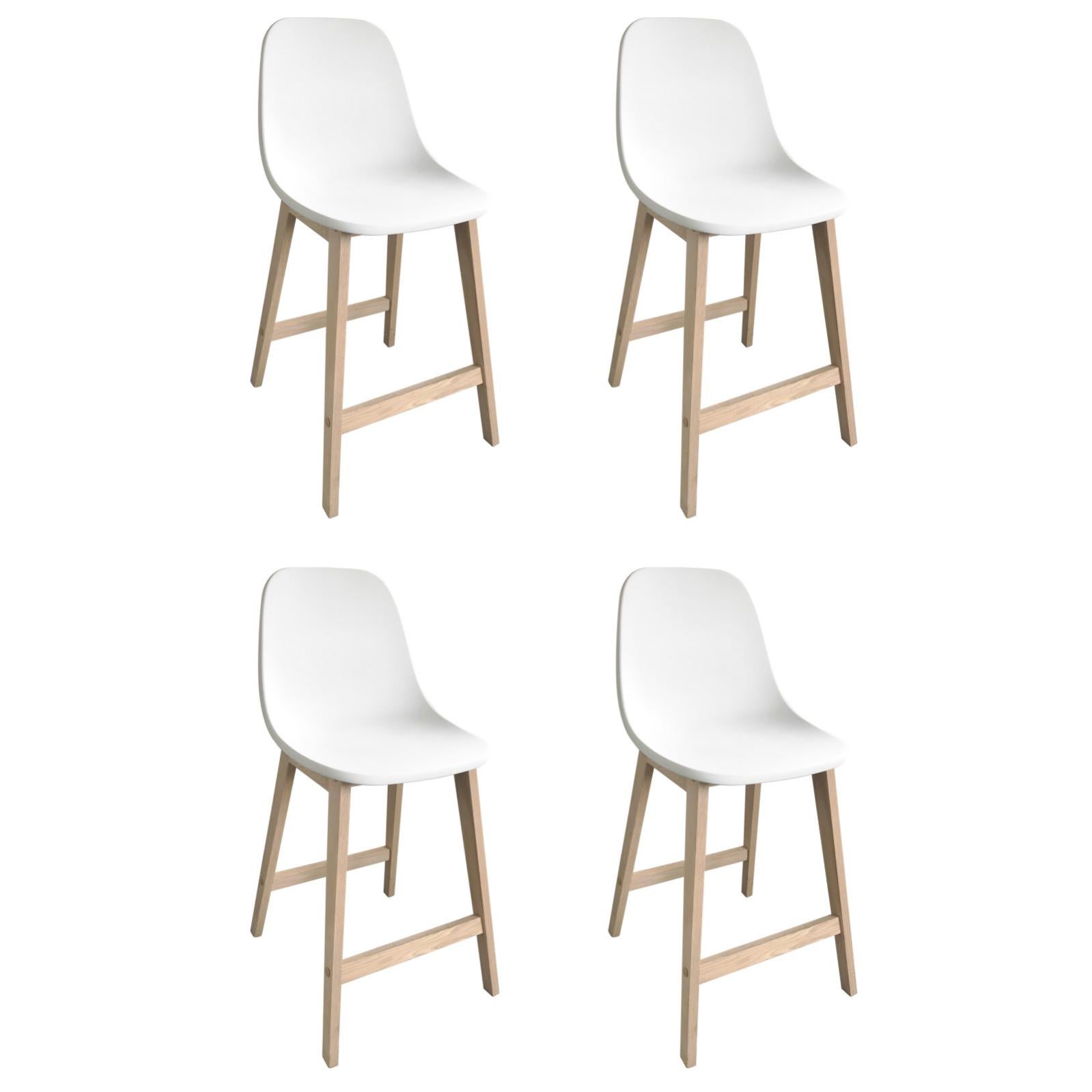 Chaises d'ilot et bar 65 cm ELIOS en chêne et assise plastique Lot de 4 Leroy Merlin