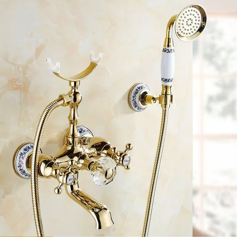 Robinet mélangeur cascade mural pour baignoire, Star doré
