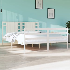 Estructura Cama Madera Pino King Blanca 150x200 Cm con Ofertas en Carrefour