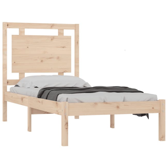 vidaXL VX814914 Estructura de cama individual madera maciza 90x190