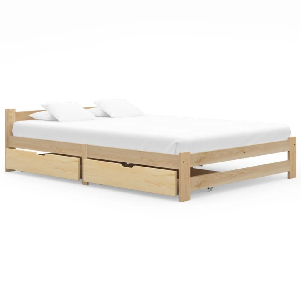Giroletto In Legno Massello Di Pino VidaXL 140x200 Cm - Struttura Robusta E Design Salvaspazio, Senza Materasso