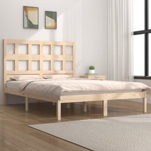 Cama de matrimonio，Estructura cama，Cama para adulto，Marco de Cama madera  maciza pino blanca king