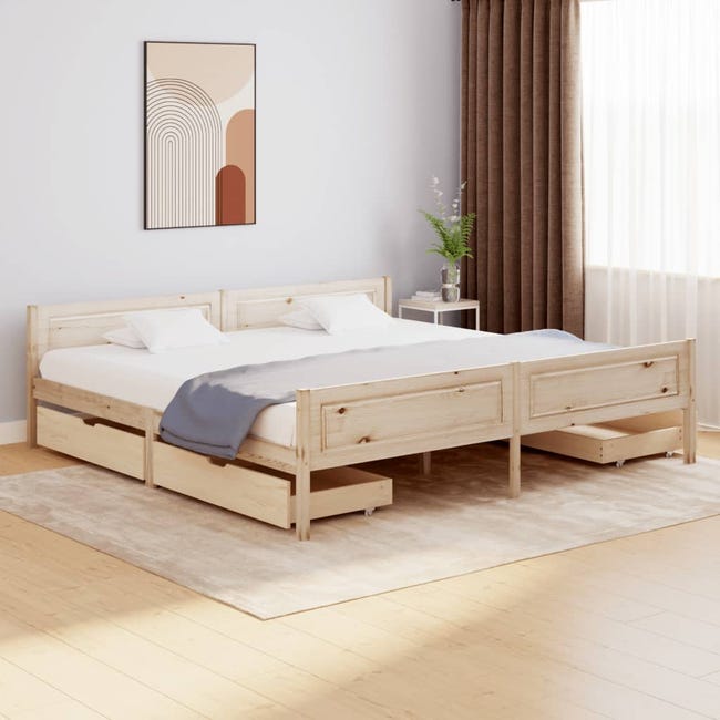 Enfatizar popular Auto Estructura de cama con 4 cajones madera maciza pino 180x200 cm | Leroy  Merlin