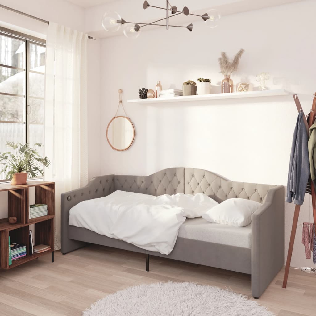 VidaXL Dormeuse con Presa USB Grigio Chiaro in Tessuto 90x200 cm Leroy Merlin