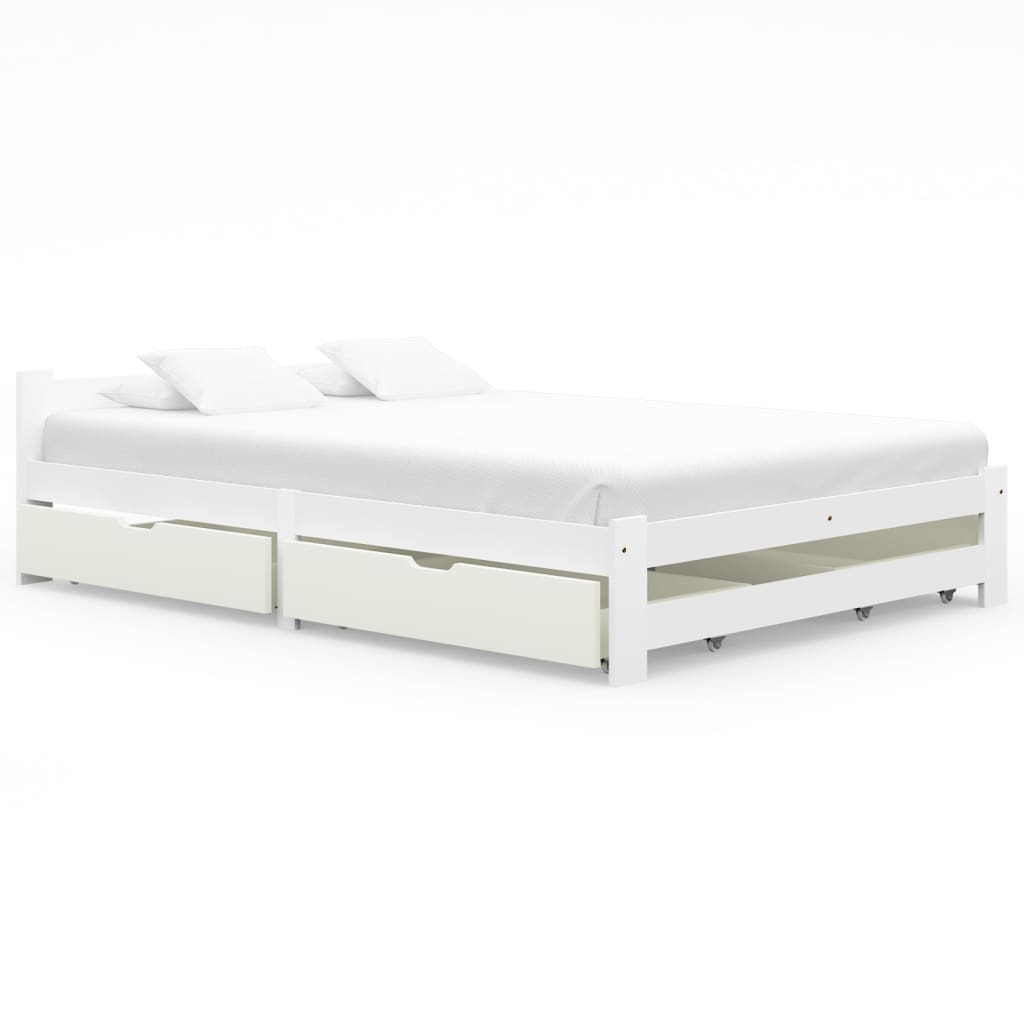 vidaXL Estructura de cama con cajones blanco 160x200 cm