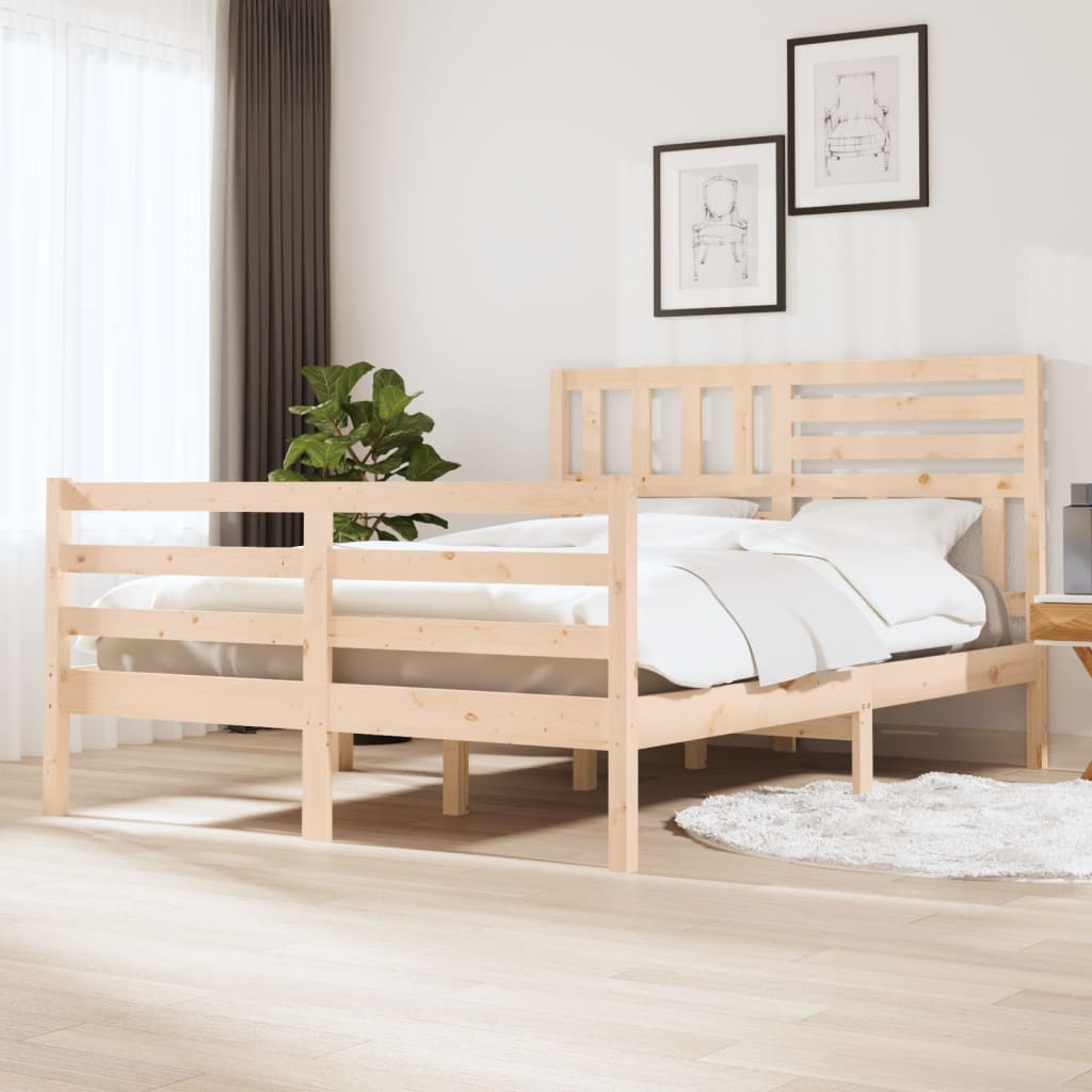 Estructura de cama madera maciza 140x190 cm