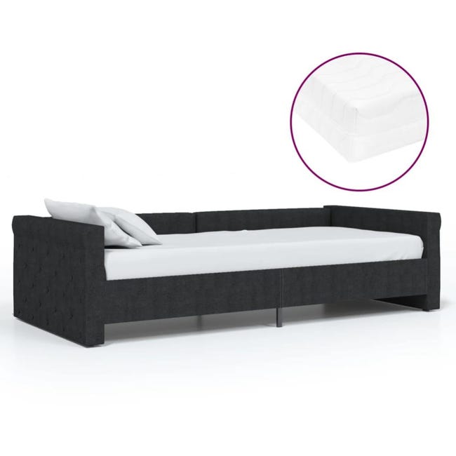 Sofá cama con colchón USB de tela negro 90x200 cm | Leroy Merlin