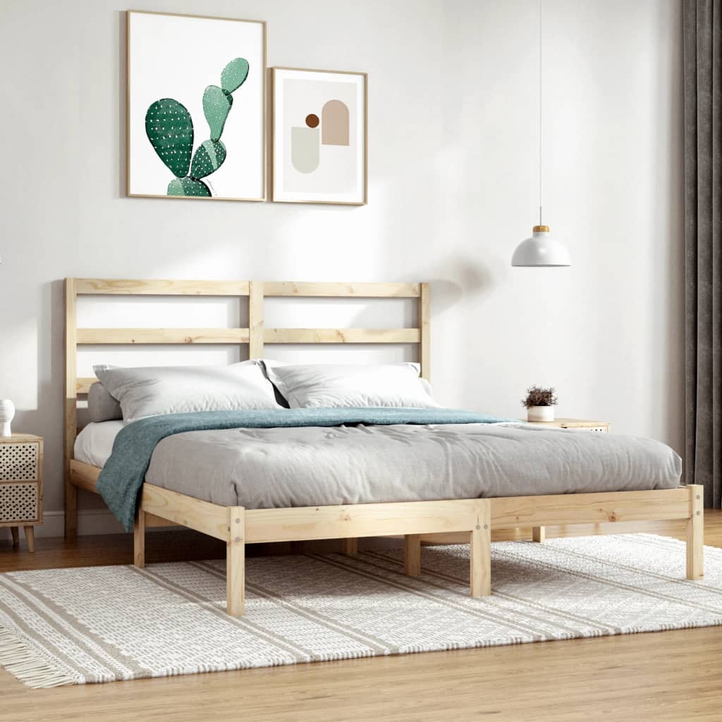 Estructura de cama matrimonio vidaXL madera maciza gris 135x190cm 19,75Kg,  Camas plegables, Los mejores precios