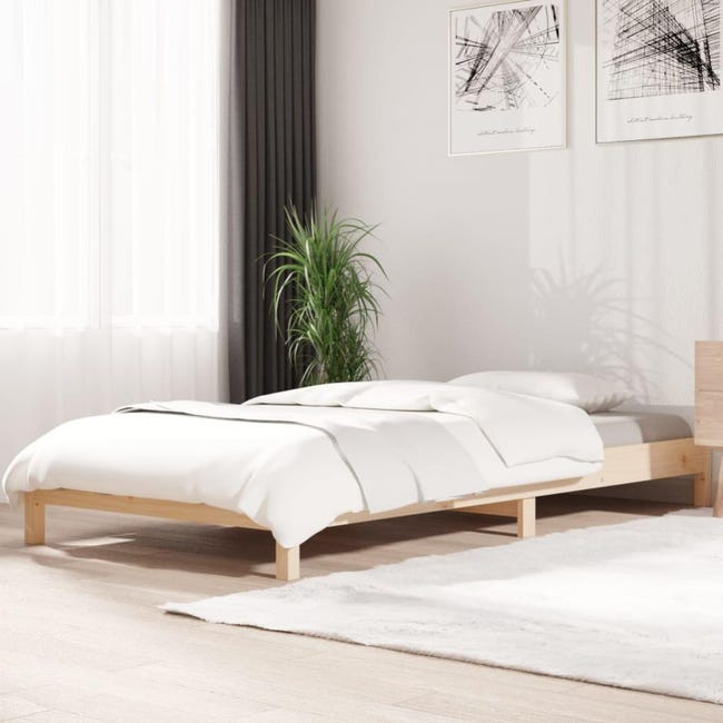 Letto Impilabile VidaXL 75x190cm In Legno Di Pino Massello - Design Minimalista, Base Con Doghe - Foto 2