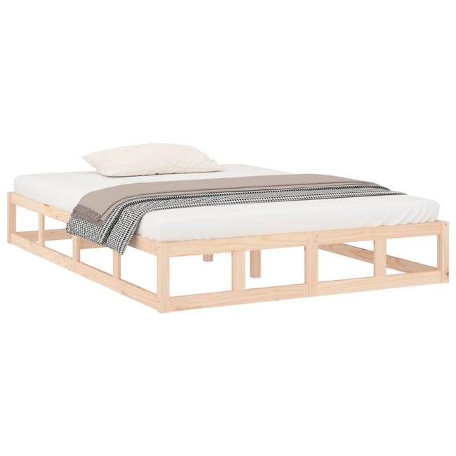 Estructura de cama para colchón de 160x200 cm de madera de pino acabado  natural VidaXL