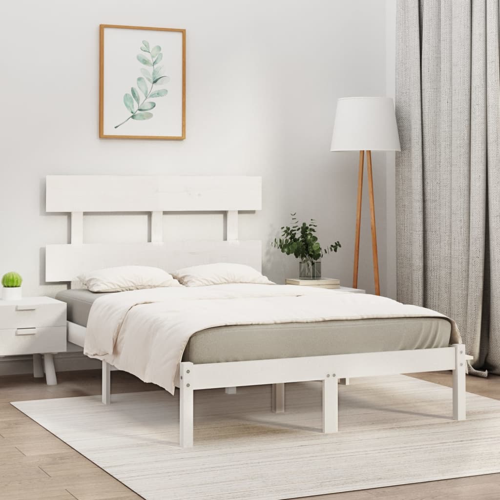 VidaXL Estructura cama doble pequeña madera maciza blanco 120x190 cm