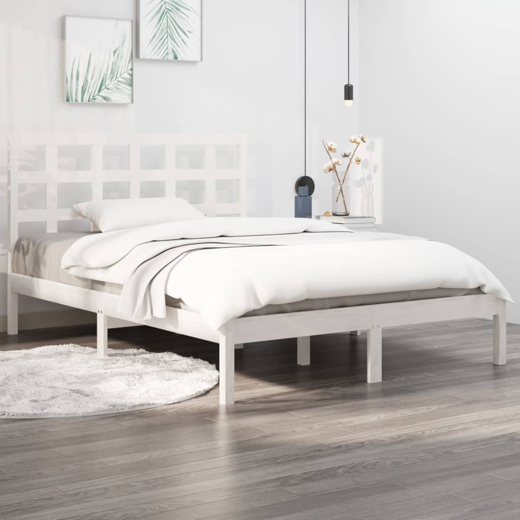 VidaXL Estructura de cama de matrimonio madera maciza 135x190 cm