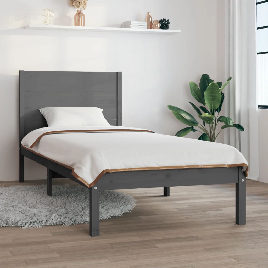 vidaXL Estructura de cama individual madera maciza gris 90x190 cm –  Pensando en Casa