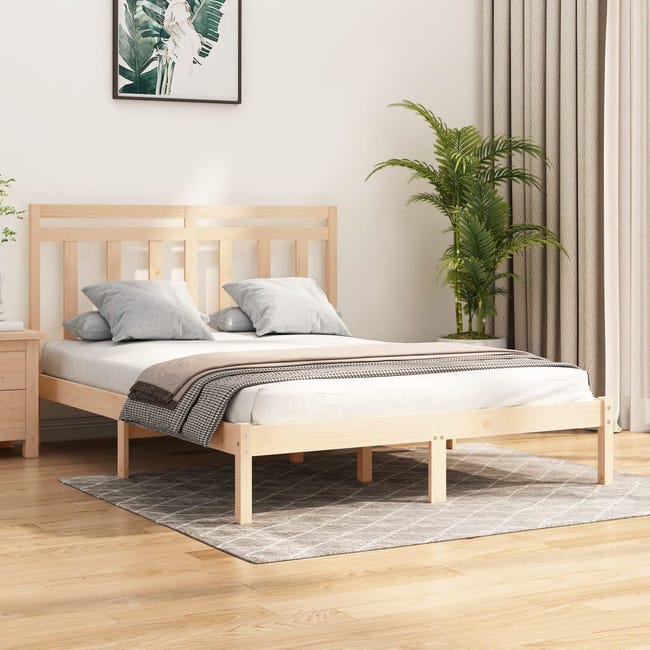 Estructura de cama doble madera maciza 120x190 cm | Leroy