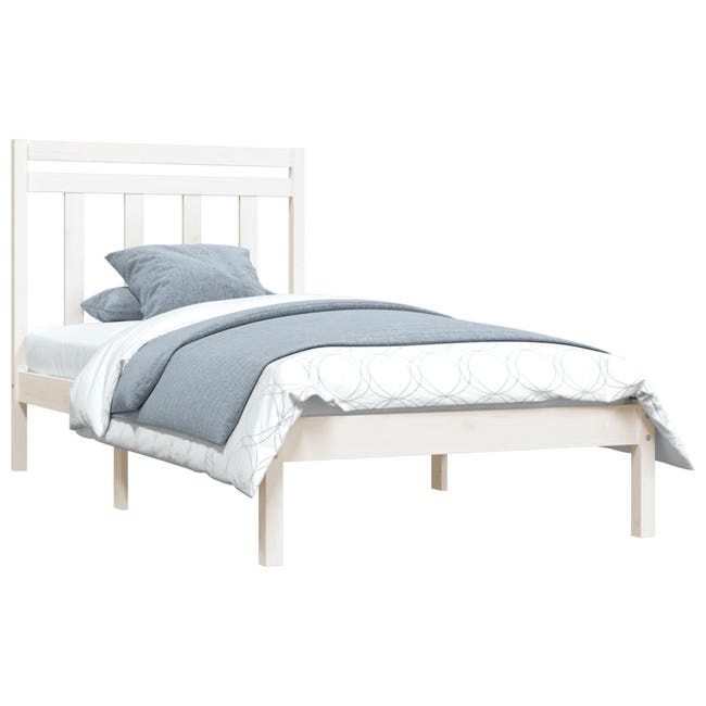 vidaXL Estructura de cama individual madera maciza blanca 90x190 cm –  Bechester