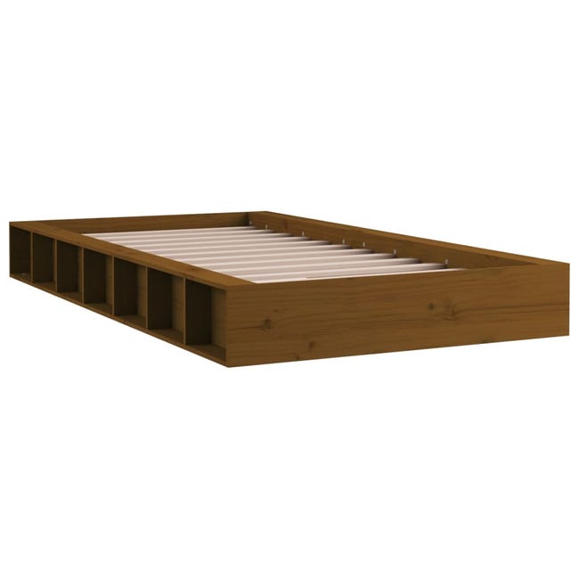 vidaXL Estructura cama madera pino pequeña individual marrón 90x190 cm