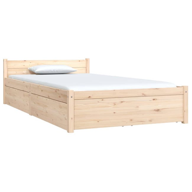 Cadre de lit pour matelas 100x200 cm en bois de pin, couleur blanche VidaXL  810421 - Habitium®