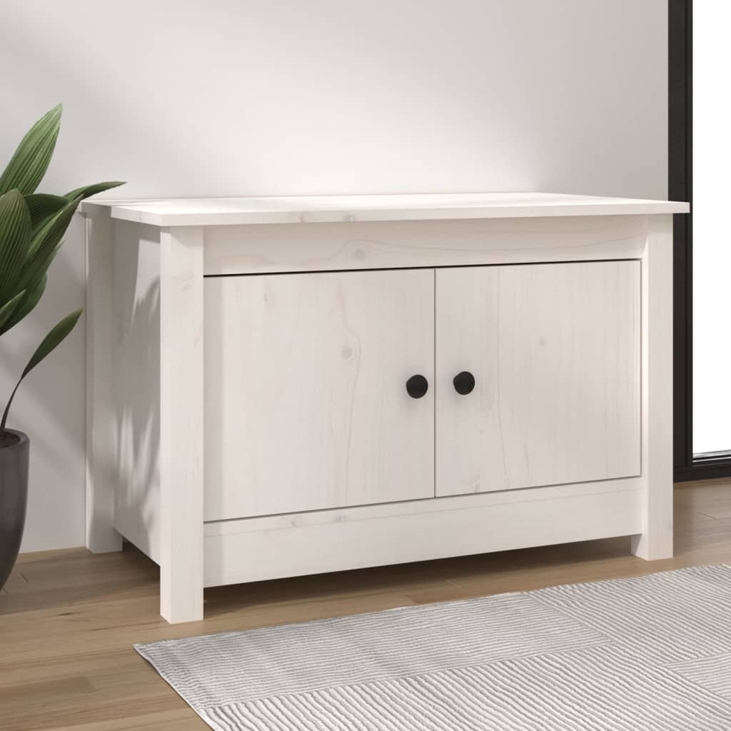 VidaXL Scarpiera Bianca 110x34x52 cm in Legno Massello di Pino