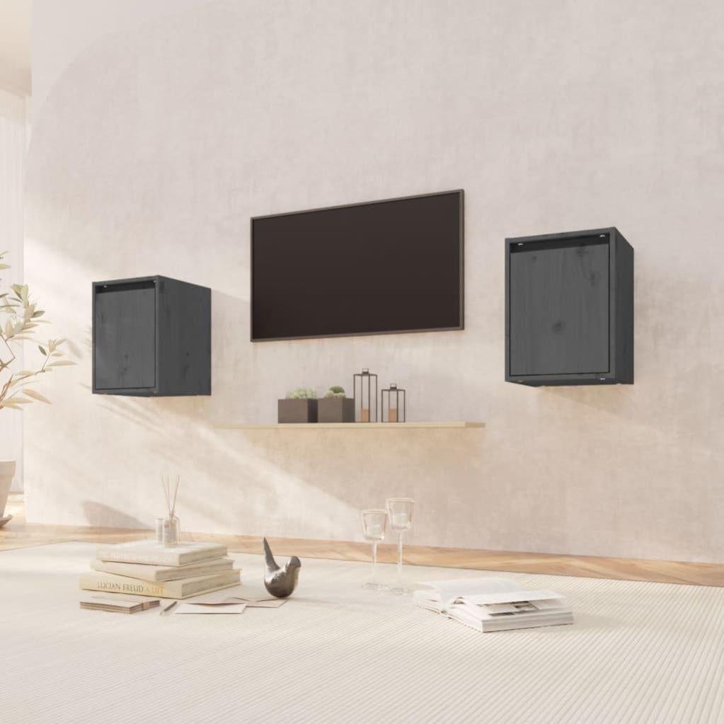 Maison Exclusive - Credenza Grigio Antico 108x30x76 cm Legno Massello di Paulownia | Leroy Merlin