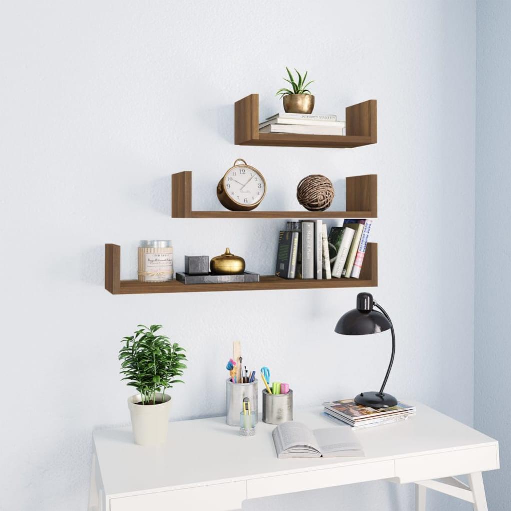 VidaXL Mensole Parete 4pz Grigio Sonoma 100x20x1,5cm Legno Multistrato - 13