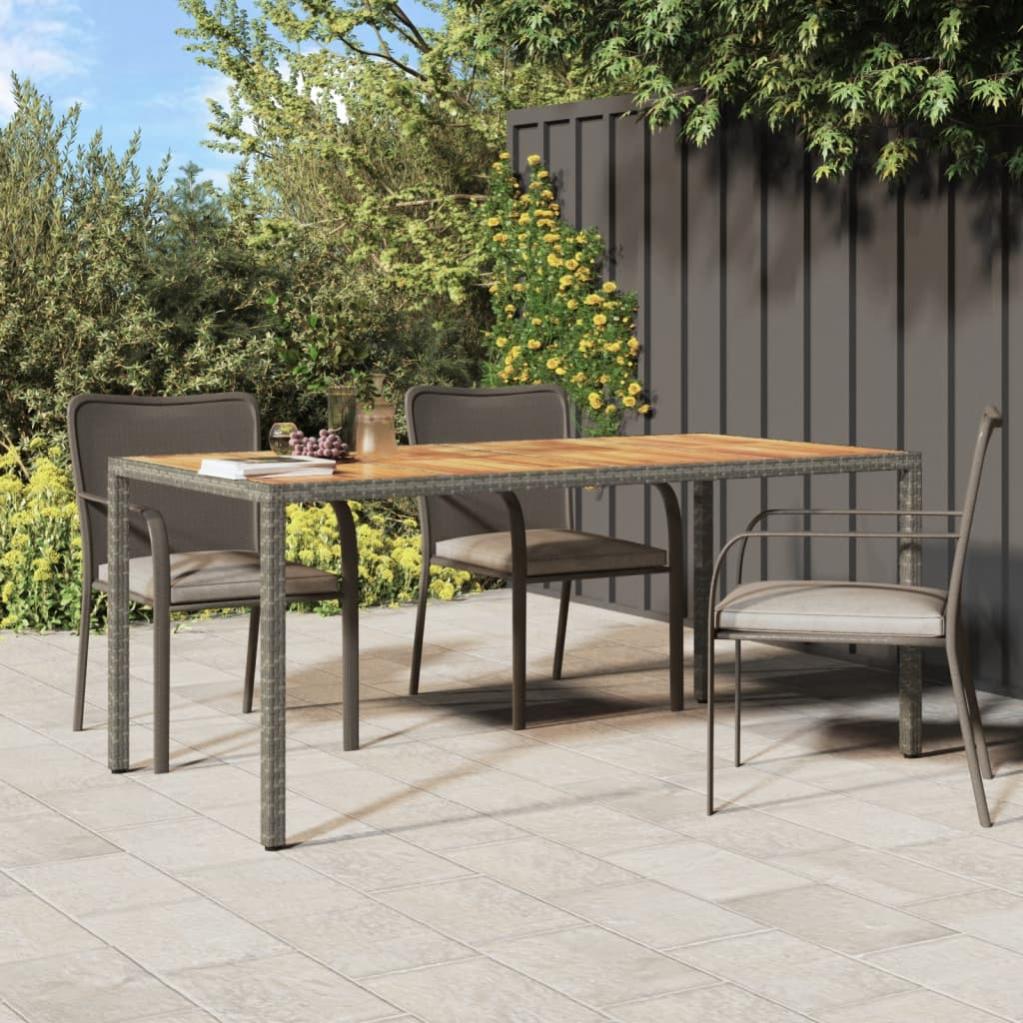 Tavolo Da Giardino In PolyRattan E Legno Acacia - Grigio, 190x90x75 Cm, Per Esterni, Terrazzo E Balcone