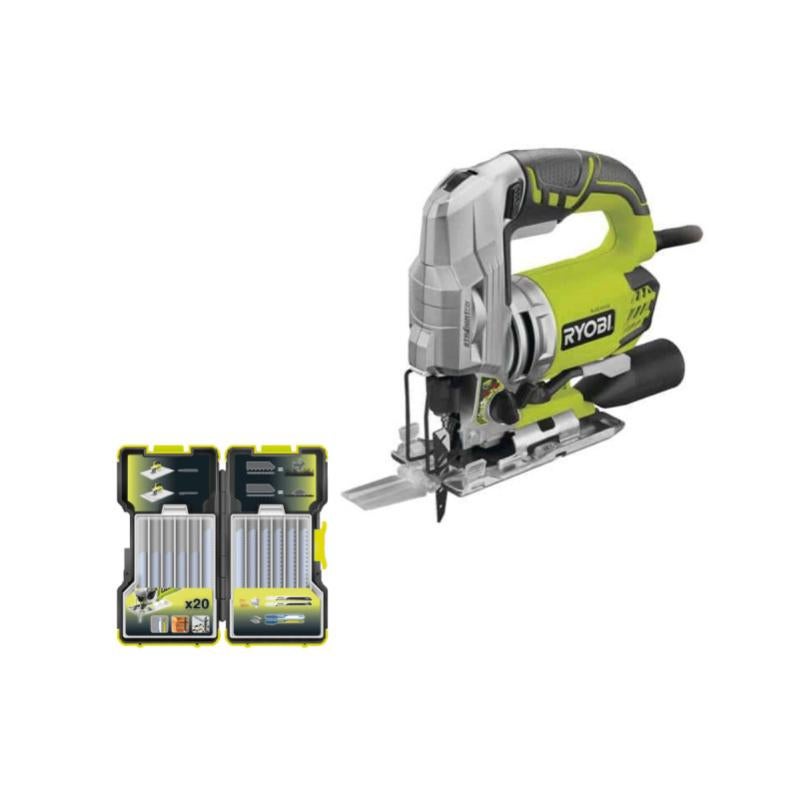 Scie Sauteuse Pendulaire RYOBI 680W - 15 Lames Incluses, Coupe 105 Mm, Verrouillage Broche