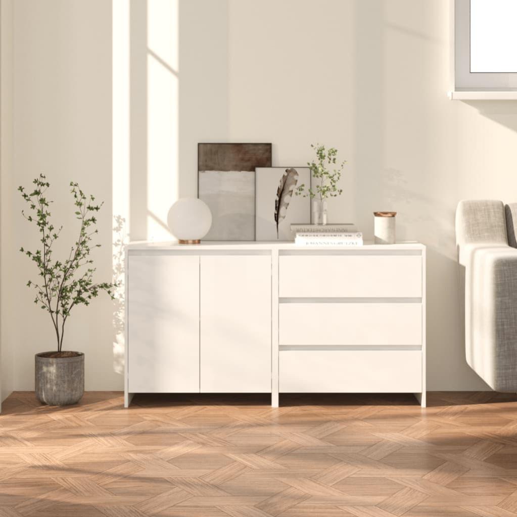 VidaXL Credenze 2 pz Bianco Lucido in Legno Multistrato Leroy Merlin