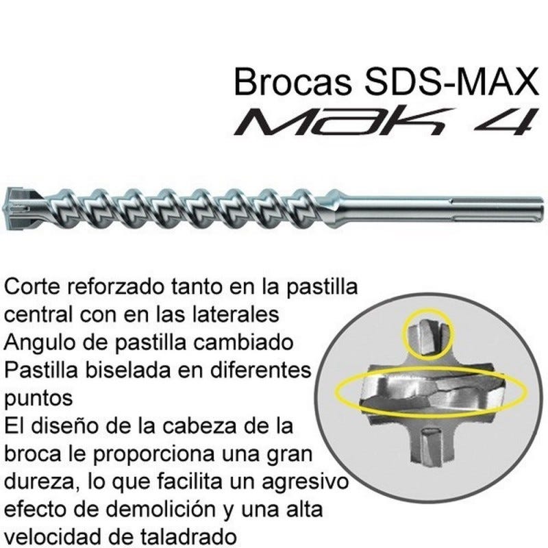 MAKITA P-77914 - Broca para hormigon sds-max mak4 25x320 mm