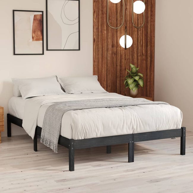 VidaXL de cama de madera maciza gris 180x200 | Leroy Merlin